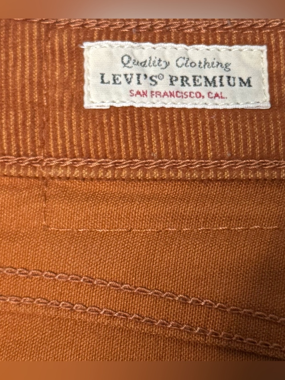 Levi’s Women’s Ribcage Flare Rust Orange Corduroy High Rise Pants Size 28 - Picture 13 of 13